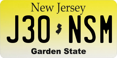 NJ license plate J30NSM