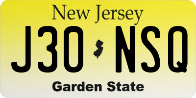 NJ license plate J30NSQ