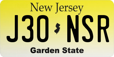 NJ license plate J30NSR