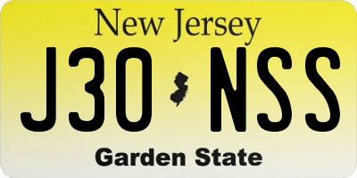 NJ license plate J30NSS