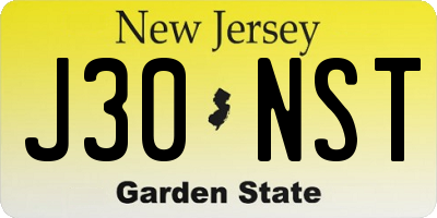 NJ license plate J30NST