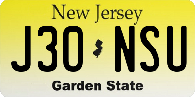 NJ license plate J30NSU