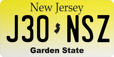 NJ license plate J30NSZ