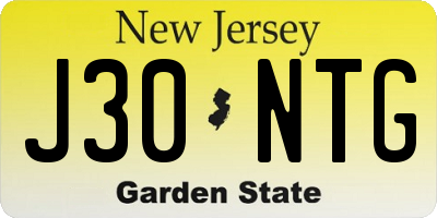 NJ license plate J30NTG