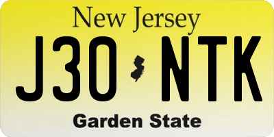 NJ license plate J30NTK