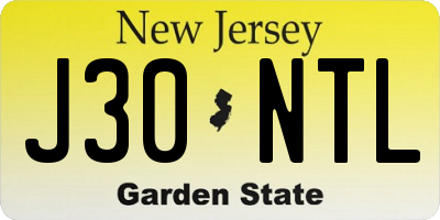 NJ license plate J30NTL
