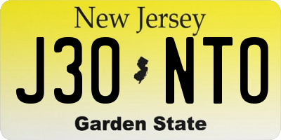 NJ license plate J30NTO