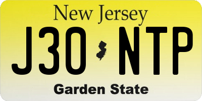 NJ license plate J30NTP