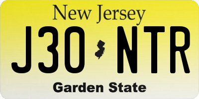 NJ license plate J30NTR