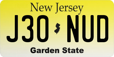 NJ license plate J30NUD