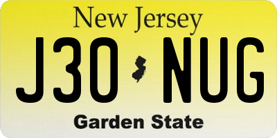NJ license plate J30NUG
