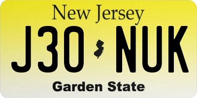 NJ license plate J30NUK