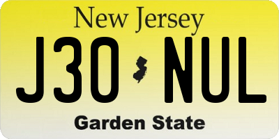 NJ license plate J30NUL