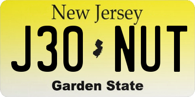 NJ license plate J30NUT