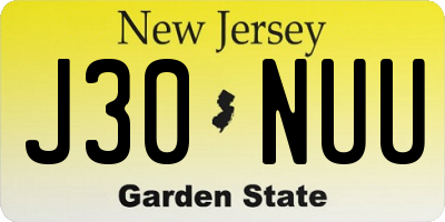 NJ license plate J30NUU