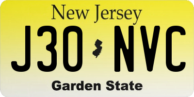 NJ license plate J30NVC
