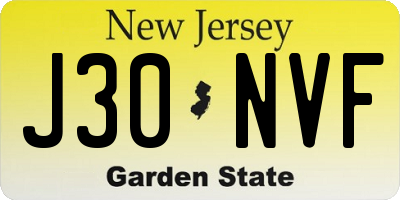 NJ license plate J30NVF