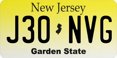 NJ license plate J30NVG