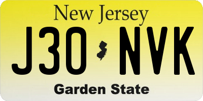 NJ license plate J30NVK