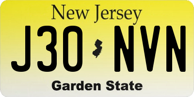NJ license plate J30NVN