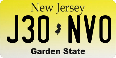 NJ license plate J30NVO