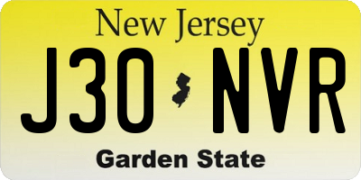 NJ license plate J30NVR