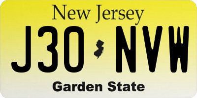 NJ license plate J30NVW