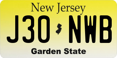NJ license plate J30NWB