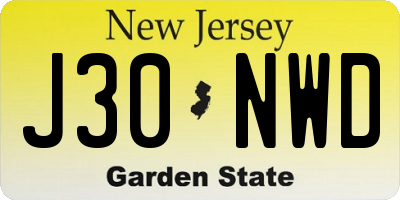 NJ license plate J30NWD