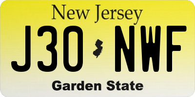 NJ license plate J30NWF