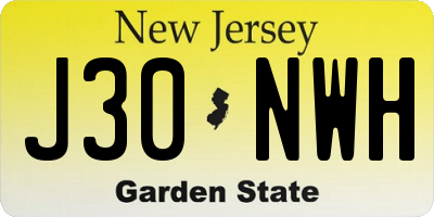 NJ license plate J30NWH