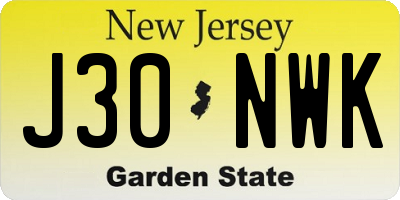 NJ license plate J30NWK