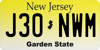 NJ license plate J30NWM