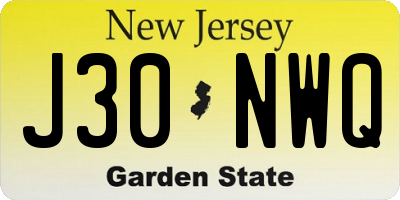 NJ license plate J30NWQ