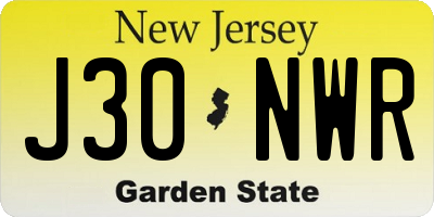 NJ license plate J30NWR