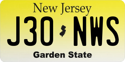 NJ license plate J30NWS