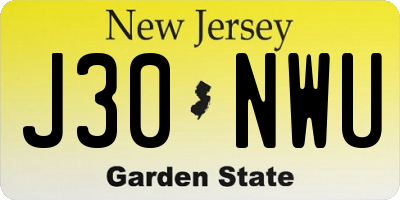 NJ license plate J30NWU