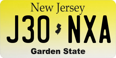 NJ license plate J30NXA