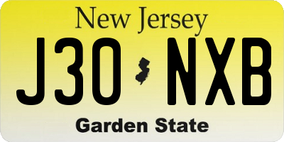 NJ license plate J30NXB