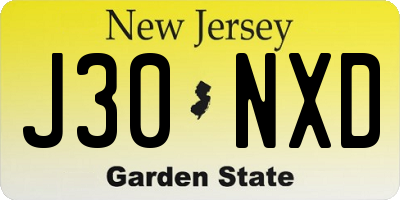NJ license plate J30NXD