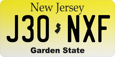 NJ license plate J30NXF