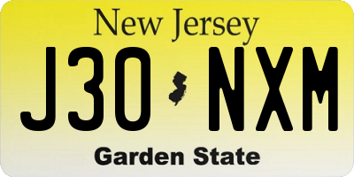 NJ license plate J30NXM