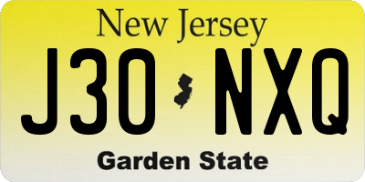 NJ license plate J30NXQ