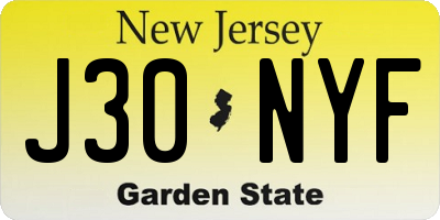 NJ license plate J30NYF