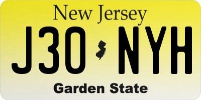 NJ license plate J30NYH