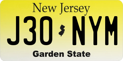 NJ license plate J30NYM