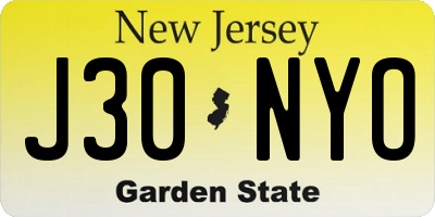 NJ license plate J30NYO