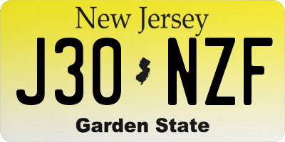 NJ license plate J30NZF