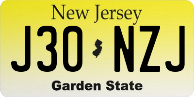 NJ license plate J30NZJ