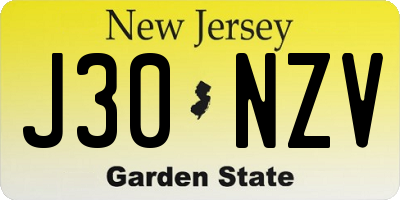 NJ license plate J30NZV